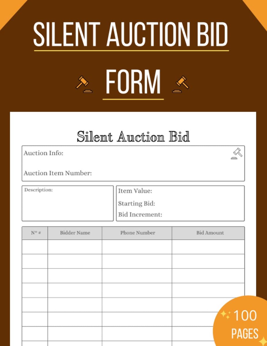 Auction Bid Form: Charity Auction Bid Tracker Notebook, Fundraising Event Organizer and Charity Auction Bid Tracker, silent auction bid sheets