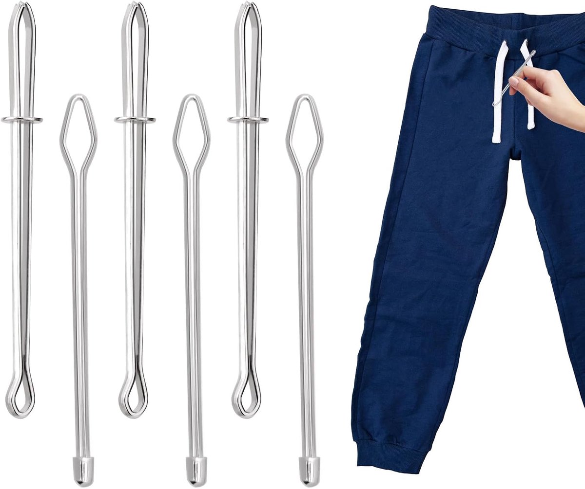 6st Rope Threader Clip, 2 Ontwerpen Trekkoordgereedschap voor Hoodie/Elastiek/Tailleband/Shorts Joggingbroek Snel Inzetstuk en Soepele Draad Naaiset voor Kleermakers Doe-Het-Zelvers
