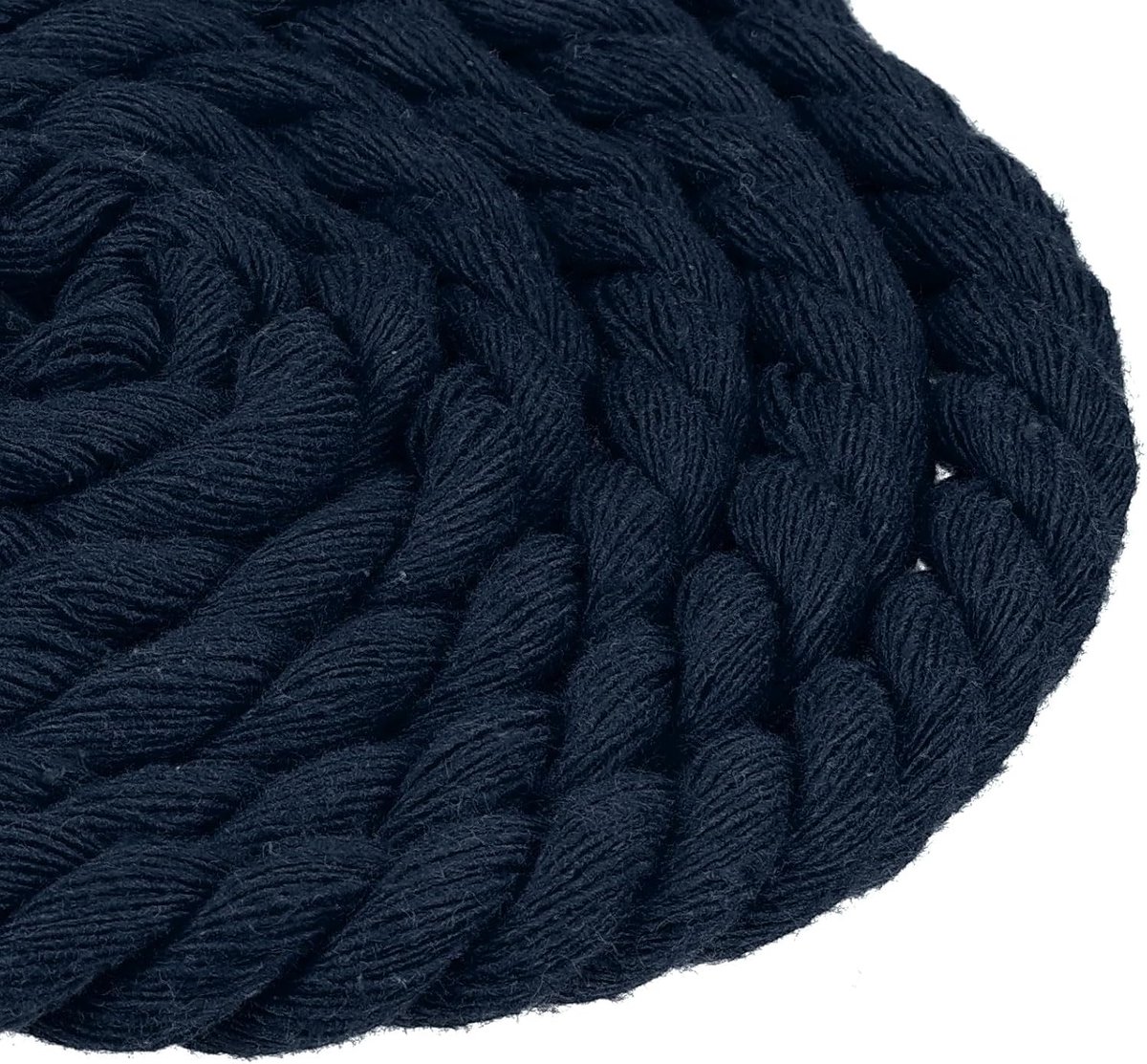 Touw, 8 mm x 10 m, natuurlijk katoen, 3 strengen, gedraaid macramétouw, katoenen koord voor wandhangende plantenhouder, doe-het-zelf ambachtelijke decoratie (marineblauw)