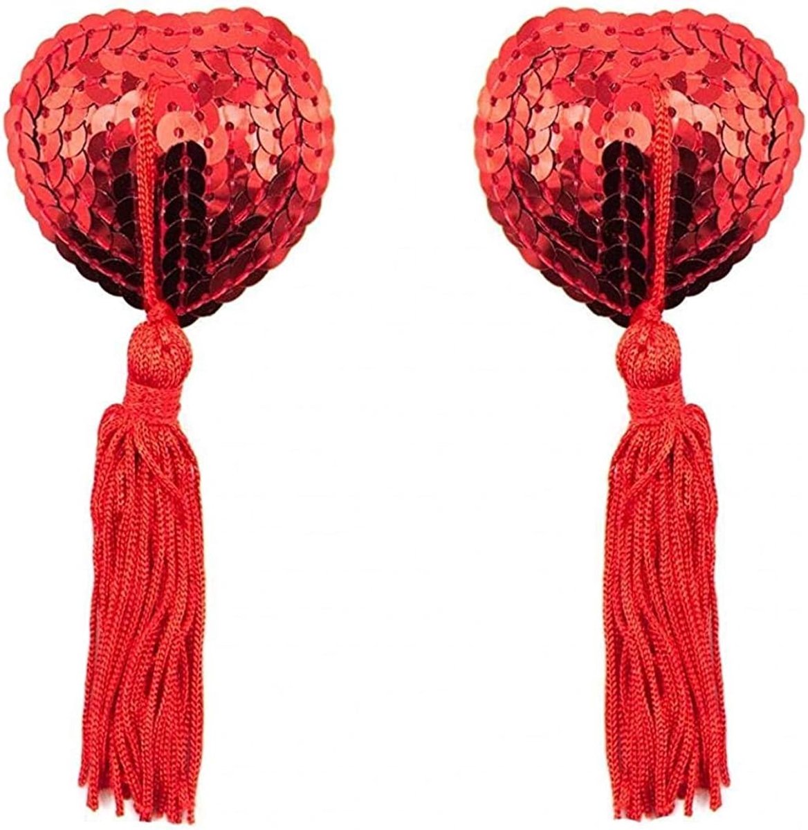 Fairy Dames tepelcover natuurlijke siliconen pailletten en kwaststaarten sequin pasties lingerie borst bloemblad pasty lijm herbruikbaar 1 paar, rood, Eén maat