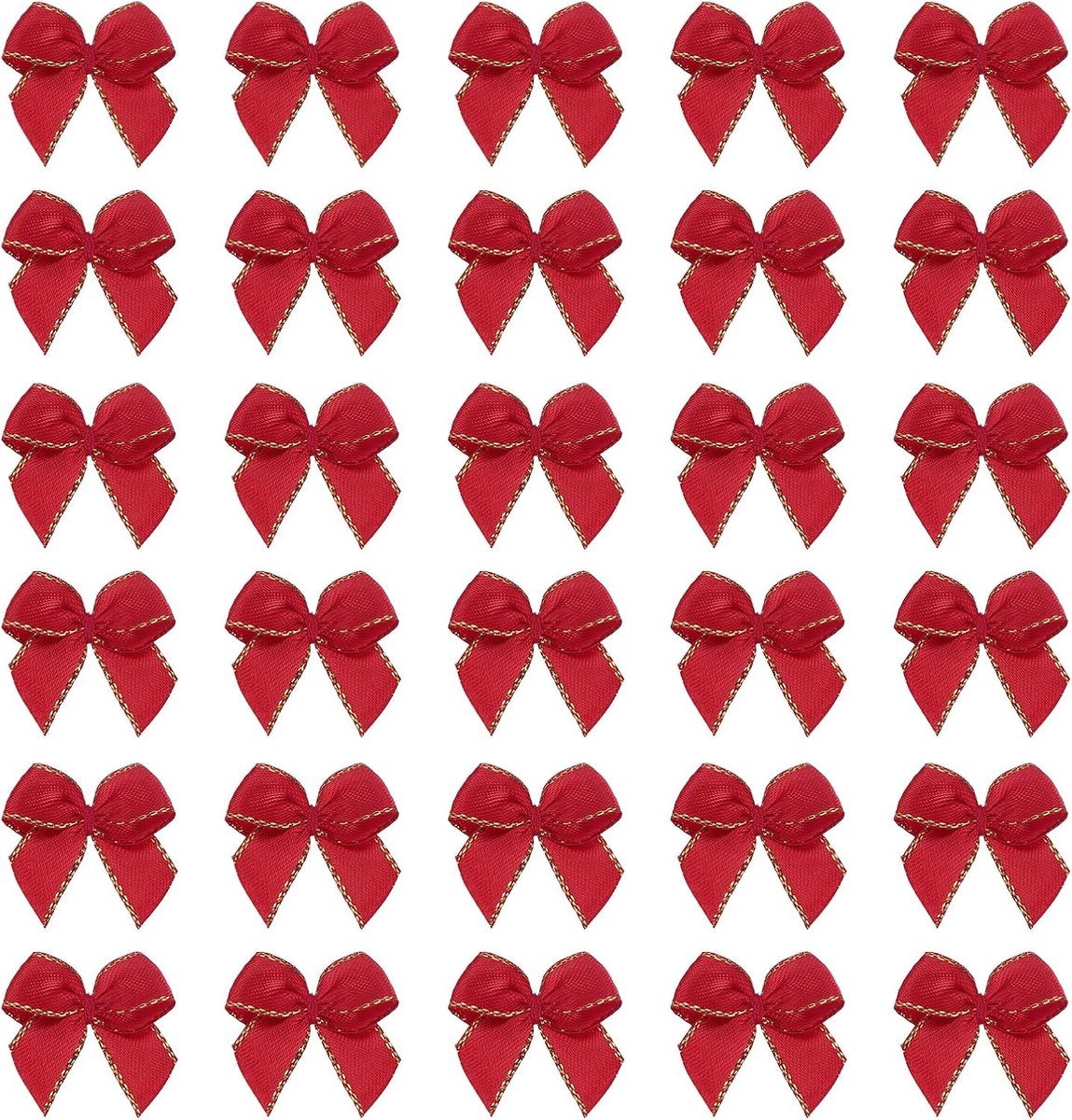 Metalen omzoomde mini-strik. 25 x 26 mm strik satijnen lint gouden rand voor creaties DIY haarstrikken naaien bruiloft feest kerstdecoratie (50 stuks, bordeauxrood)