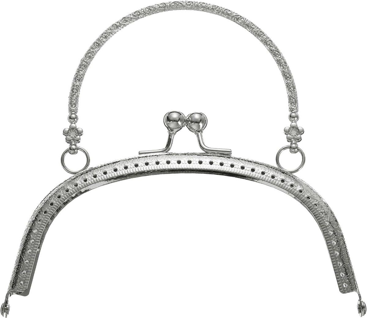 Metalen zakframe, 16,5 cm retro, gebogen kusscus-frame, voor het maken van tassen, handtassen, handvat, portemonnee, tas, reserveonderdelen, ijzeren frame (zilver)