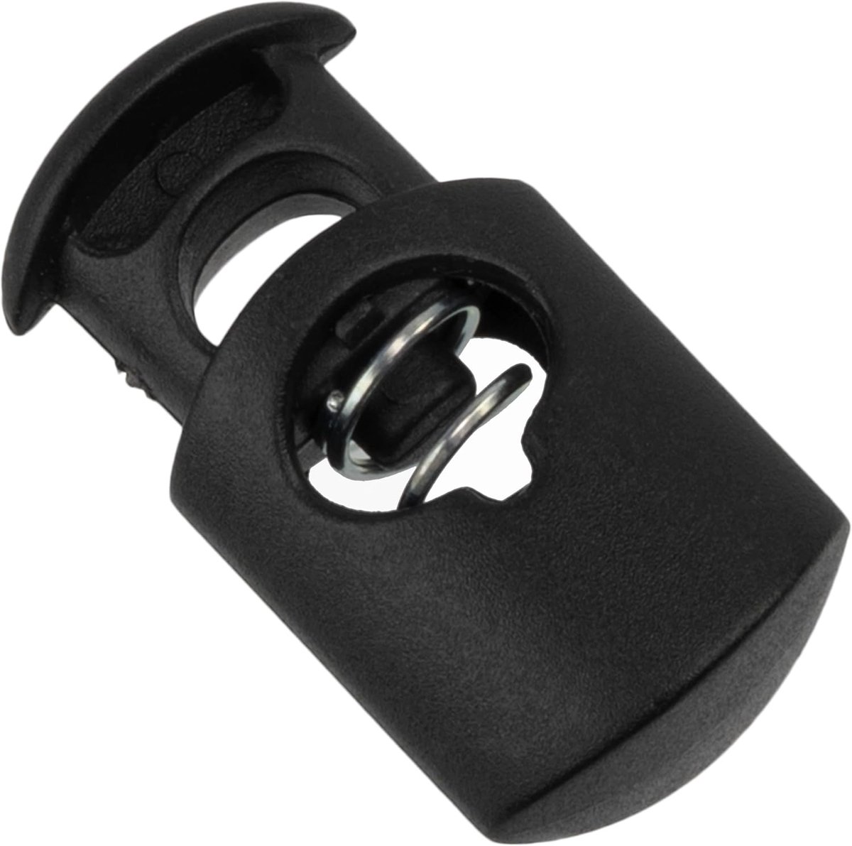 - Set van 14 veerklemmen 15 mm met 1 gat - opening 6 mm - van plastic - kleur zwart - aanpassing van veters kleding accessoires