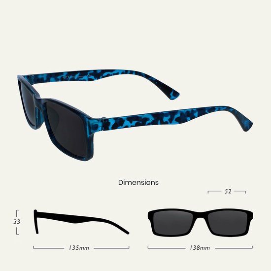 Blauwe Schildpad Zon Lezers UV400 Ontwerper Stijl Mannen Vrouwen S92-3 +1,50 — afbeelding 3