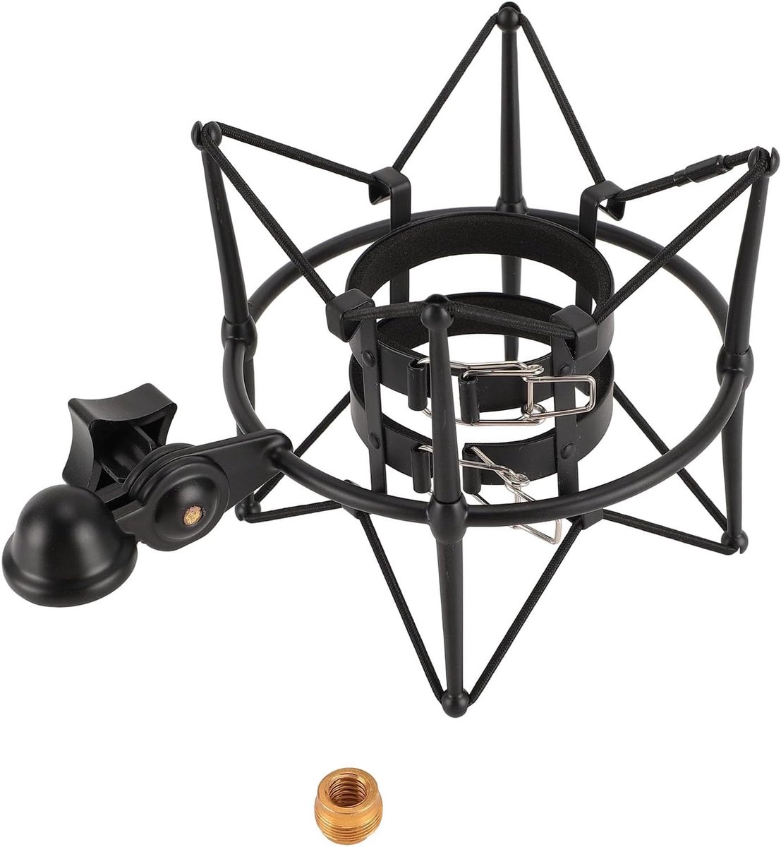 60MM Microfoons Shock Mount, Hoge Isolatie Microfoon Shock Mount Houder Clip, Anti Vibratie Spider Shockmount Stand voor Microfoons met een Diameter Tot 60MM (BLACK)
