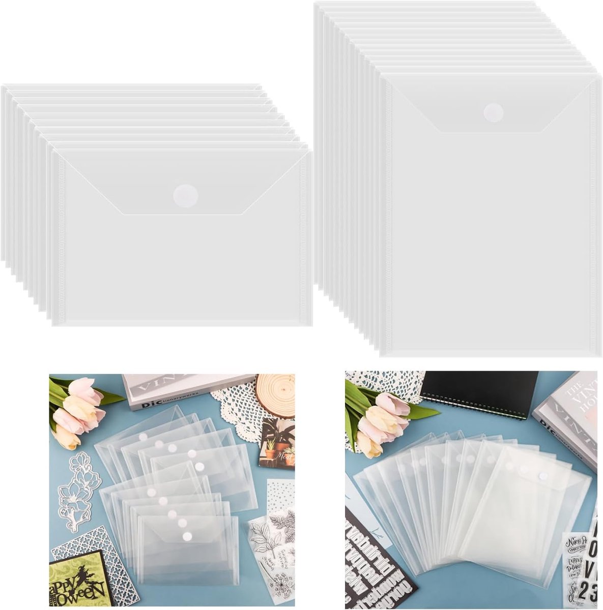 20 Stks/set 7x9.4"/7x5 inch Clear Stempel en Die Opbergzakken, Stempel Opbergzakken, Plastic Enveloppen, DIY Scrapbooking Opslag Die Cuts voor Stencil Opslag Kaart Maken Snijmallen