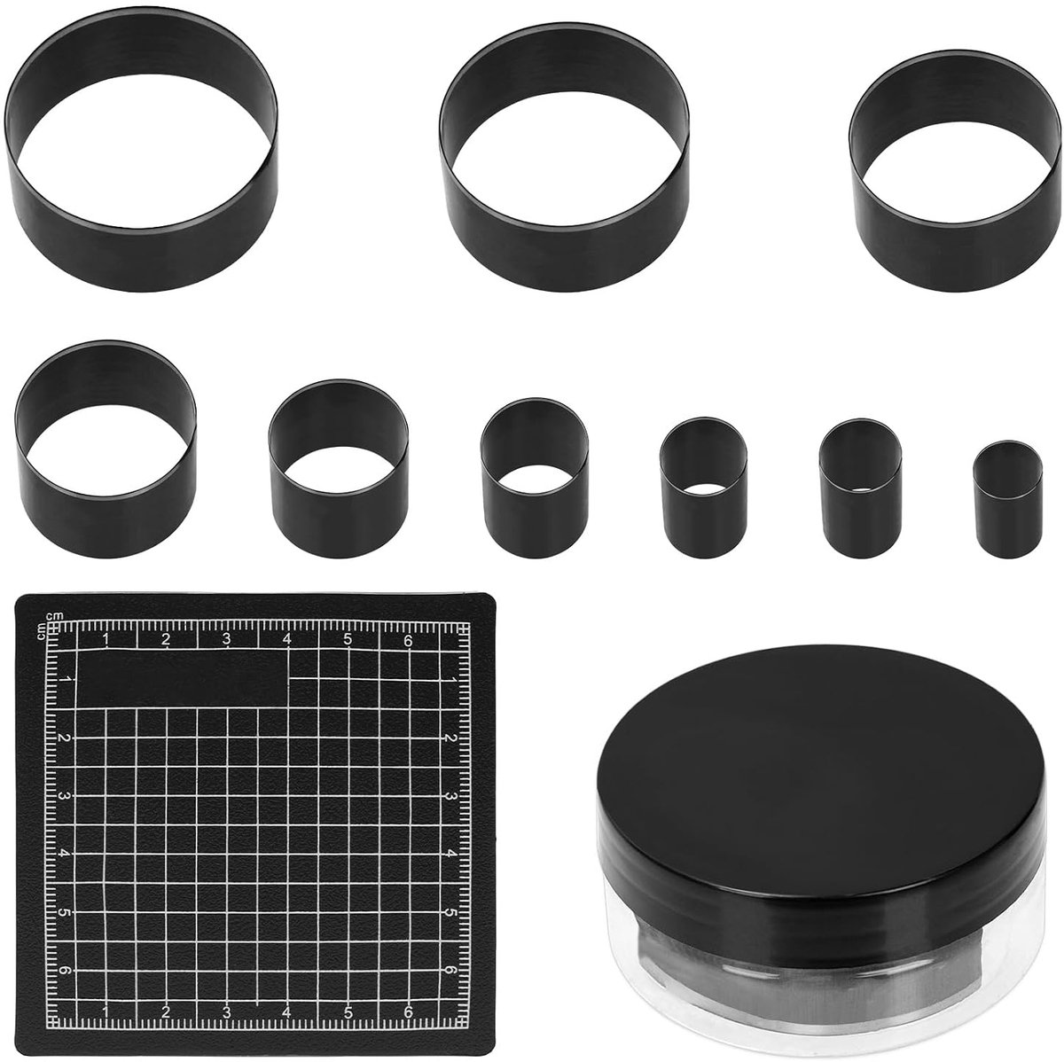 9-delig 9 maten lederen cirkelsnijder set, lederen gatsnijder gereedschap, lederen snijmat set met onderlegger, koolstofstaal 1-gat lederen snijgereedschap voor DIY lederhandwerk