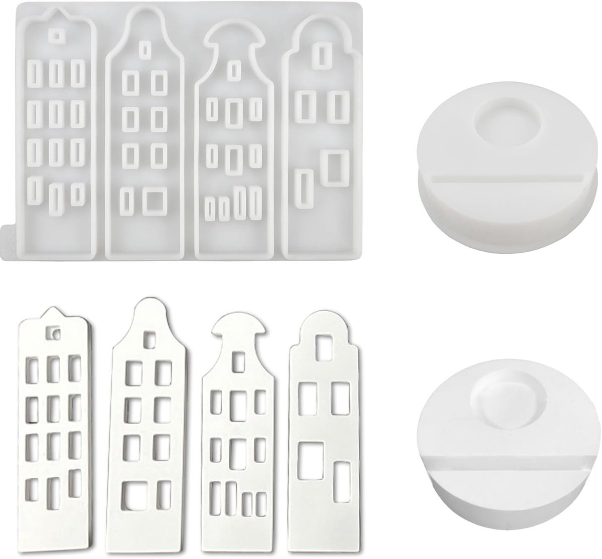 2 stuks 3D met venster siliconen vormen case vormen kaarsen siliconen vormen voor huis met sokkel voor geurende kaarsen handgemaakte zeep wooncultuur (18,7 x 14 x 1,2 cm)