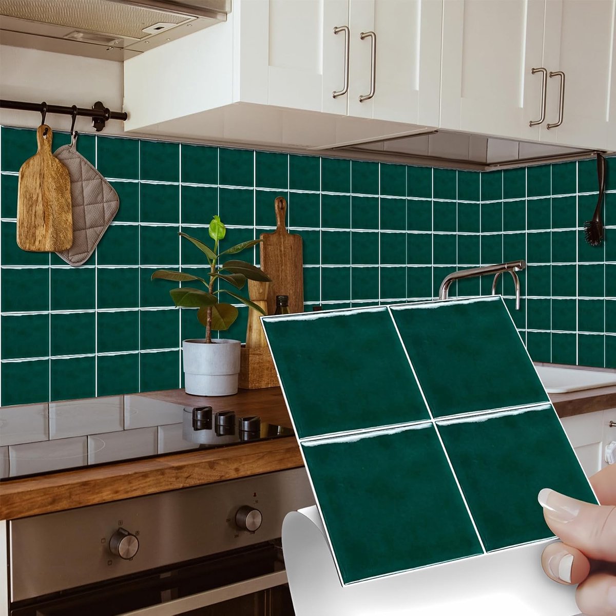 Tegelstickers voor badkamer, zelfklevende pel-en-plak tegels vinyl spatwand voor keuken kamer transformatie woondecoratie (15 x 15 cm)