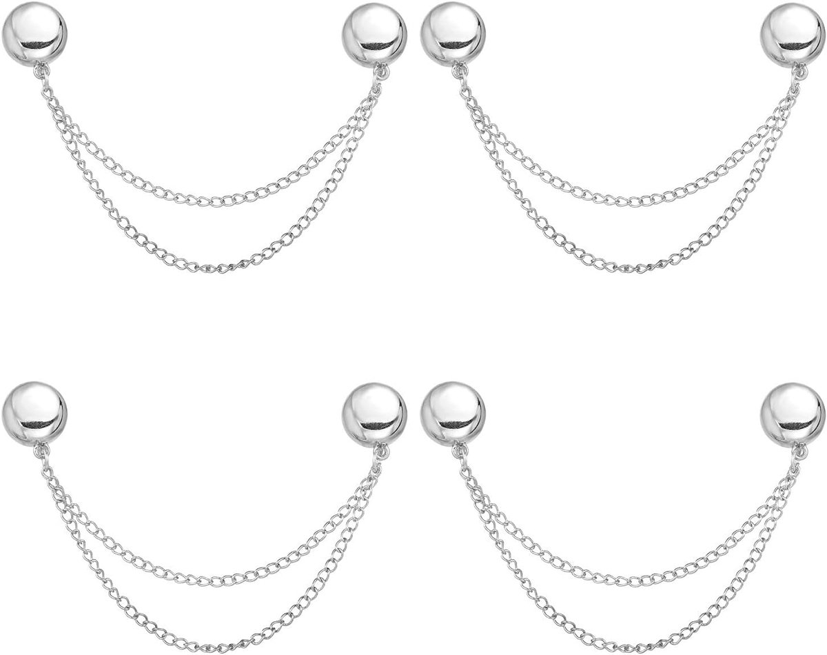 4st Magnetische Kledingclips, Multifunctionele Magnetische Knoopclips Pinloze Magneet Kledingspelden Kledingaccessoires voor Mouwen Rokken Jurken (Zilver)