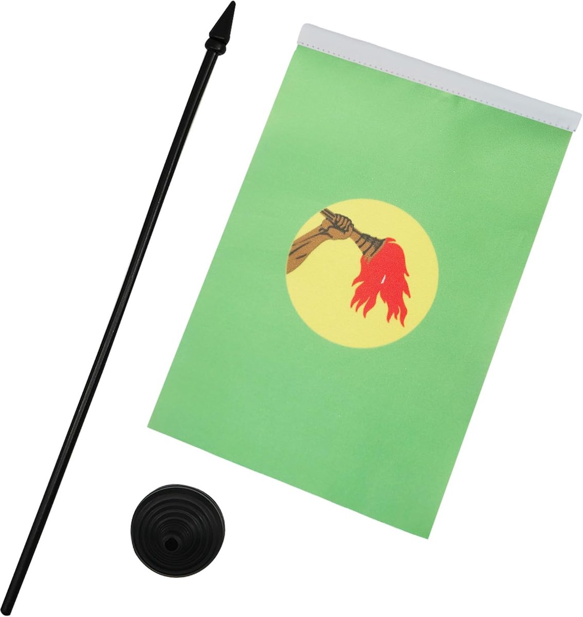 Tafelvlag Zaïre 21x14 cm Zaïrees Polyester 100D Plastic Voet | Binnengebruik bureauvlag gestikte afwerking met verstevigde randen met kunststof stok en kunststof voet 100D polyester