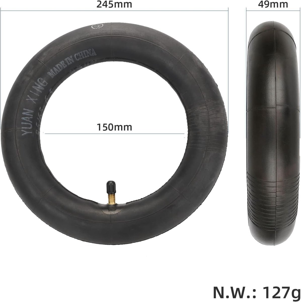 85/65-6.5 luchtslang verdikt voor Kugoo G-Booster G2 Pro Ninebot Mini Pro hoekventiel rechtsband voor achter (1 stuk - recht ventiel)