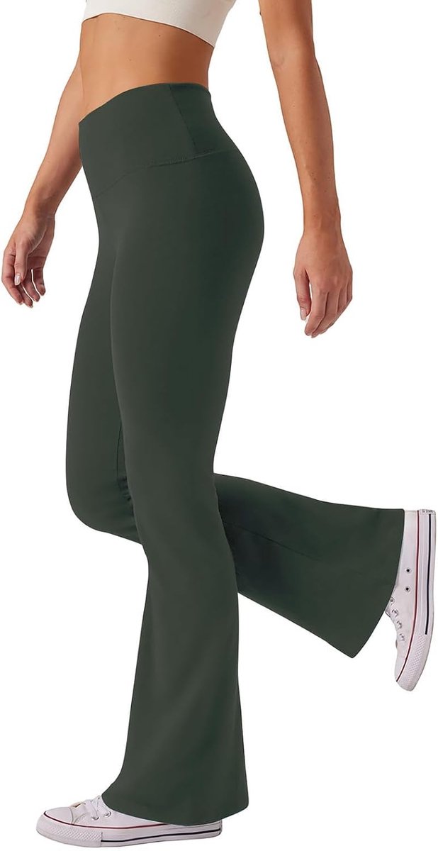 Yogabroek voor dames, hoge taille, uitlopende leggings, buikspiertraining, elastisch, voor vrije tijd