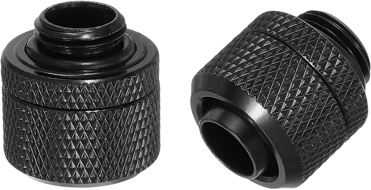 Set met snelkoppelingen voor buizen G1/4, 22 x 23 mm, voor waterkoelsysteem, zwart, 2 stuks