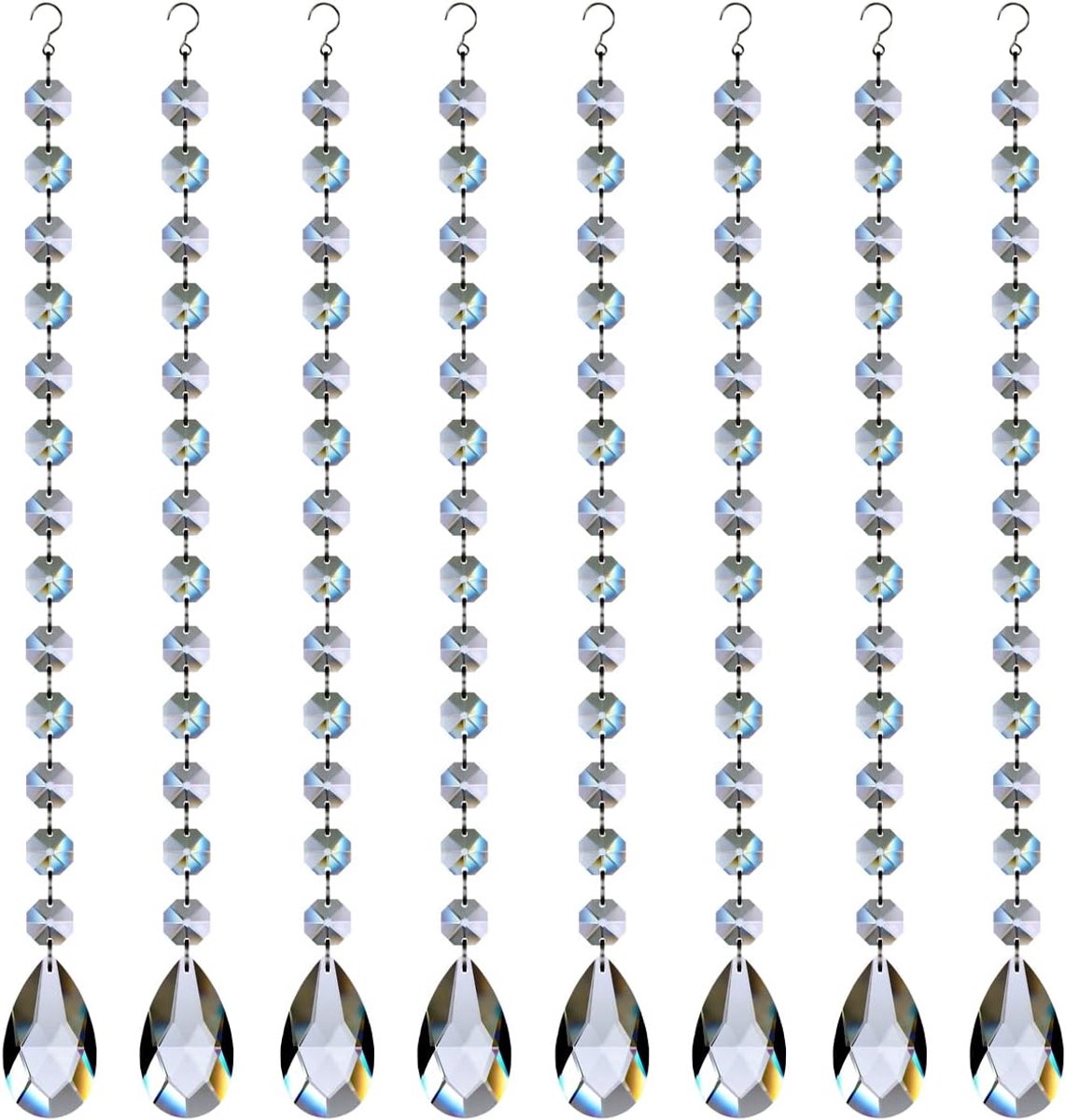 1ft Teardrop Crystals Garland 8 strengen, hangende kroonluchter kristallen prisma kralen ketting voor bruiloft woondecoratie helder GOLDENHAITAI
