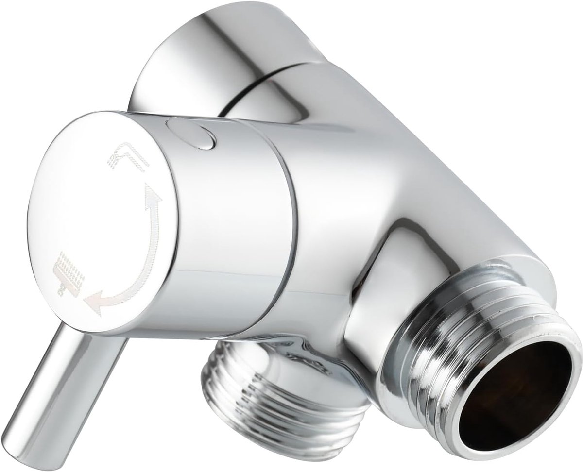 Doueladapter G1/2 messing omstelventiel voor handdouche en vaste sproeikop, chroom, DSF007E