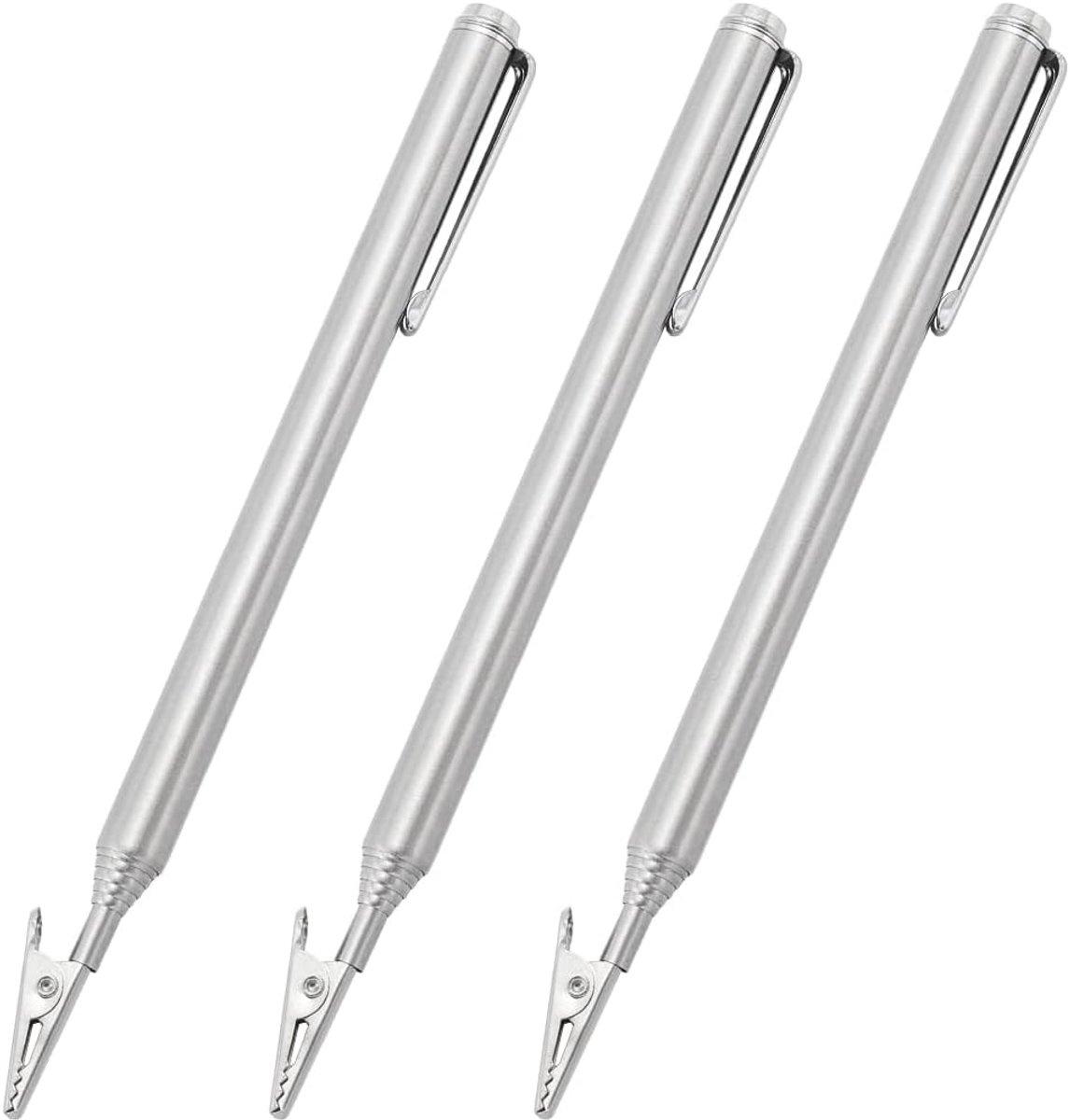 3 Stks Telescopische Alligator Clip Uitschuifbare Telescopische Alligator Clips Verstelbare Zilver Metalen Draad Klem Rvs Alligator Pen Tool Voor Sieraden Mechanica Bevestiging Picking Items
