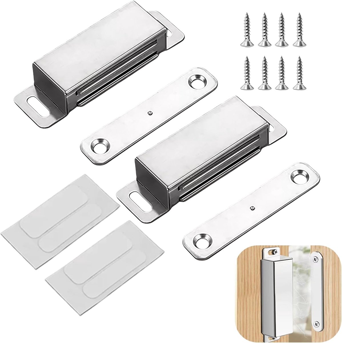 2 stuks magnetische deursnapper deurmagneet, magnetische deursnapper magnetische deursluiting voor kastdeuren, eenvoudige installatie, compatibel kasten voor balkondeuren, drukdeuropener