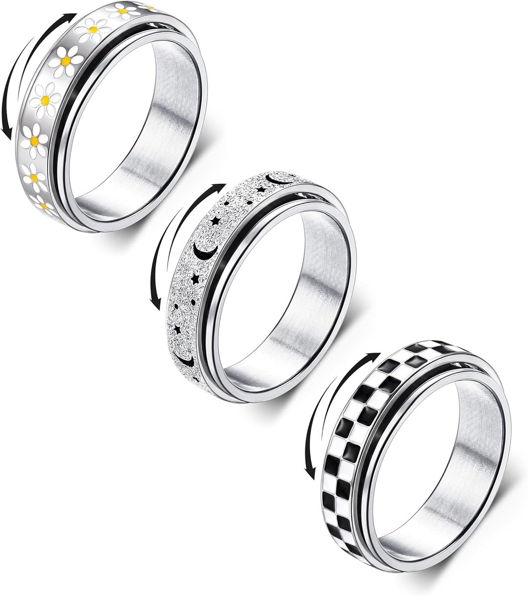 Ring fidget spinner ring roestvrij staal ringen set voor dames heren