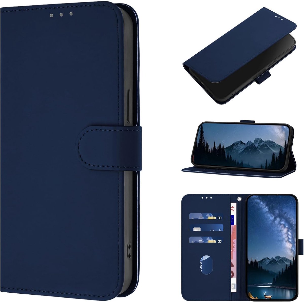 Hoesje voor OPPO Reno14 5G / Reno 14F 5G / Reno 14 FS, Premium PU-Leerhoes [Kaartsleuven] Portemonnee Beschermhoes, Schokbestendig Telefoonhoesjes voor OPPO Reno 14 / F 5G / FS 4G/5G (Blauw)