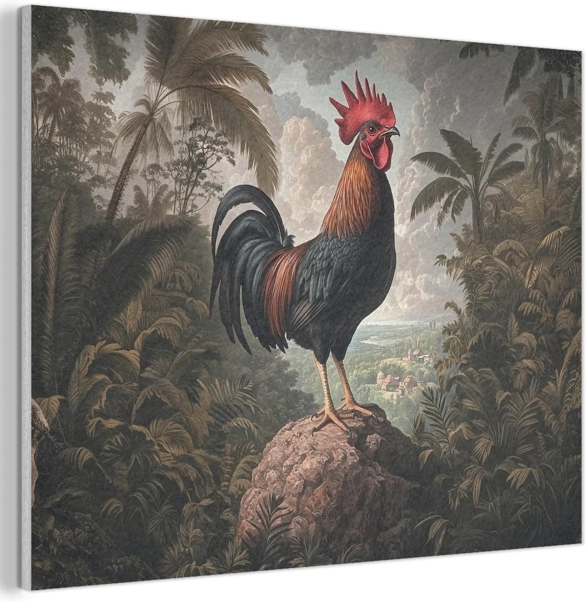 "MuchoWow© Vilten Wanddecoratie 100x70 cm Kamer Decoratie Woonkamer Slaapkamer Room Decor Wanddeco Felt Wall Art Haan - Rots - Landschap - Wolken"
