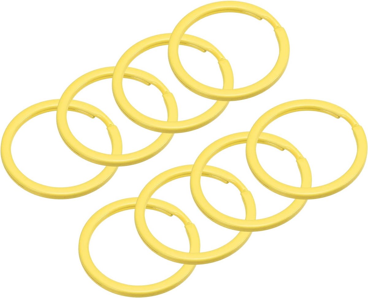 Sourcing map 8 stuks gesplitste sleutelhanger ring 30mm/1,2"rond plat sleutelhouder geel