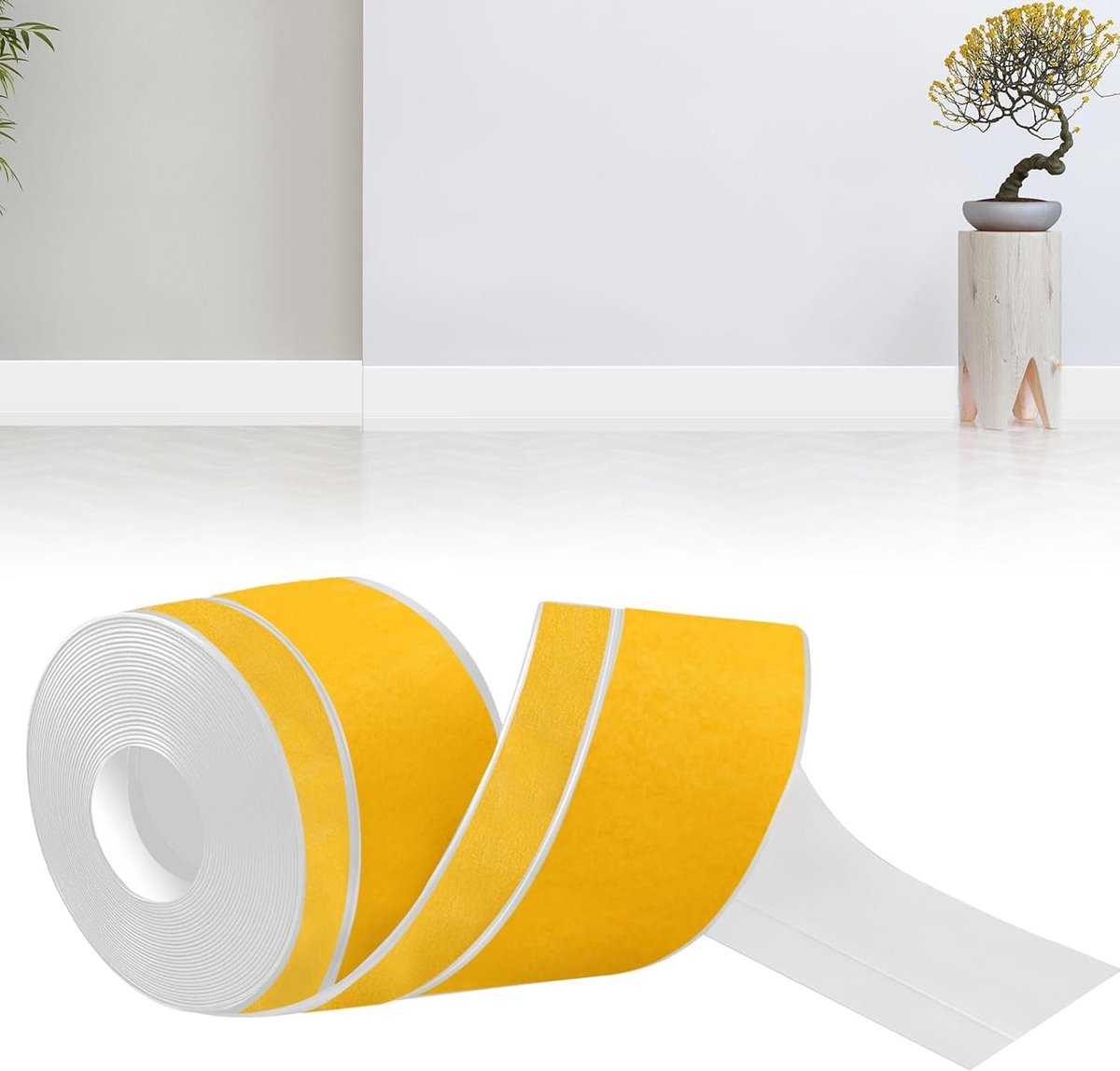 Plinten, 50 mm x 20 mm x 18 m, pvc-plinten, waterdicht, oliebestendig, lekvrij, geschikt voor keuken en badkamer (wit)