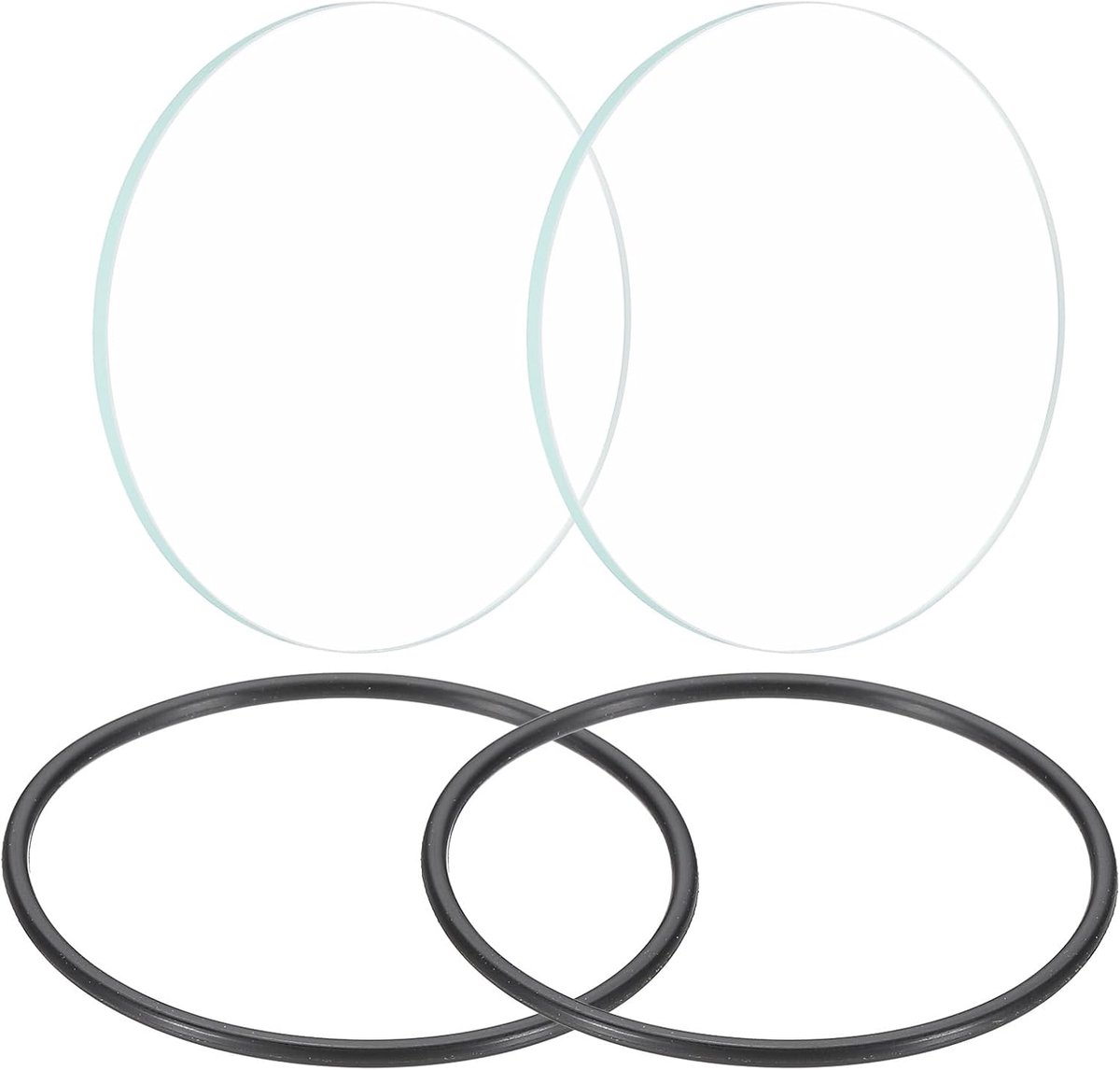 2 "Dia LED Lens, 2 Set Gepolijste Rand Zaklamp Vervangende Onderdelen Glas Lens met Siliconen Ring voor Lichtbron Lens Vervanging, Transparant