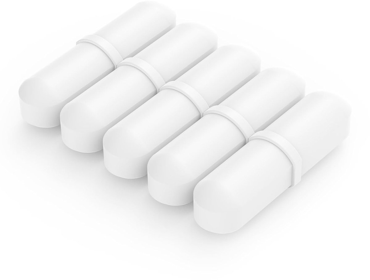 Magnetische Roerstaafjes Set van 5, 30 mm PTFE Gecoate Roerstaven voor Laboratorium Magneetroerders, Wit Magnetisch Roerstaafje