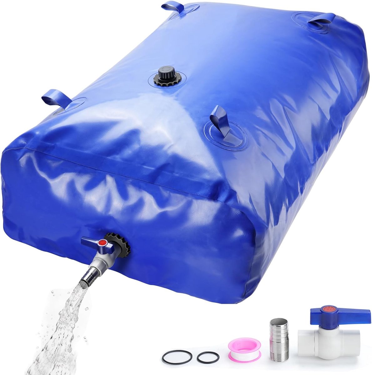 Drado Watercontainer, draagbare waterzak van 1000 liter, wateropslag met PVC-kogelkraan, verdikt opvouwbaar, van toepassing op vloeistofopslag en transport, tuin, landbouwnoodgevallen
