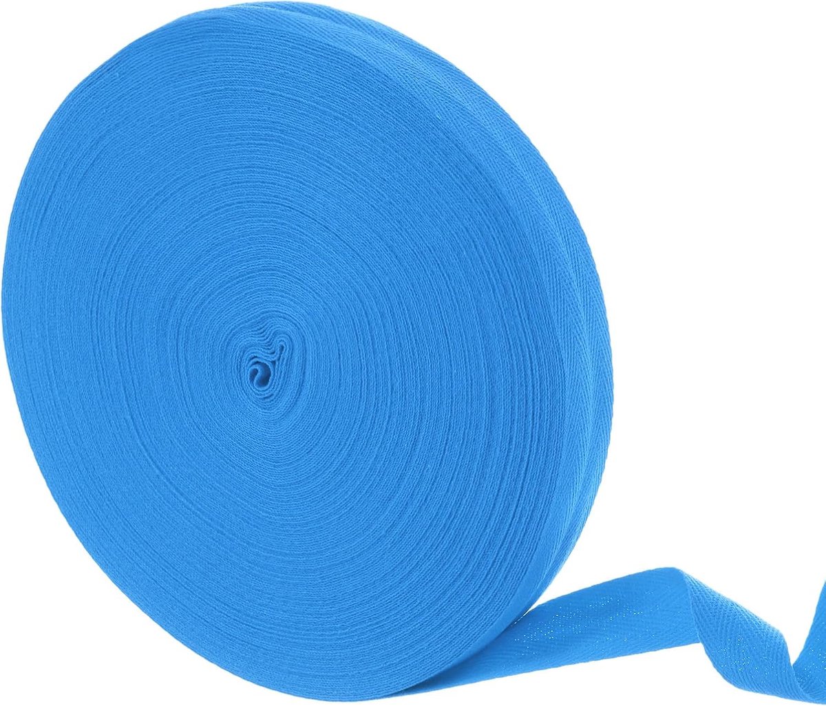 50 meter katoenen keperband, 25 mm visgraatpatroon, geweven band voor het naaien van kleding, doe-het-zelf knutselen (blauw)