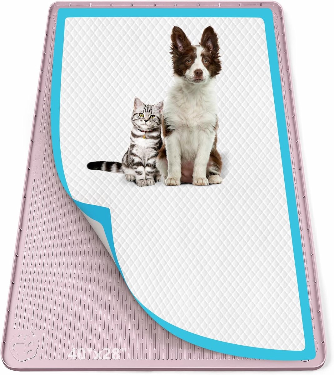 Plakband voor Honden 101,6x71,1 cm Siliconen Puppy Plakband, Roze | Extra groot hondenpotje lekvrij, hoge rand, geen morsen trainingspads voor vloerbescherming, geen plaspads