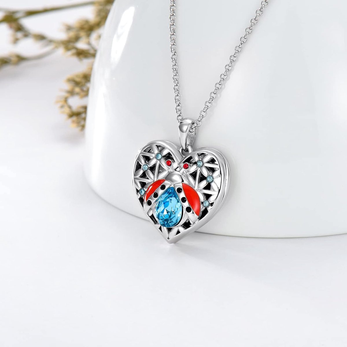 Medaillon van 925 sterling zilver met kristal en ketting, 45 cm, met elegante geschenkverpakking, cadeau voor je vrouw, vriendin, moeder, verjaardag, Kerstmis