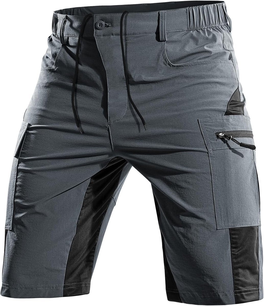 Korte MTB-broek heren, ademend, sneldrogend, bermuda cargo short, fietsbroek voor mountainbike