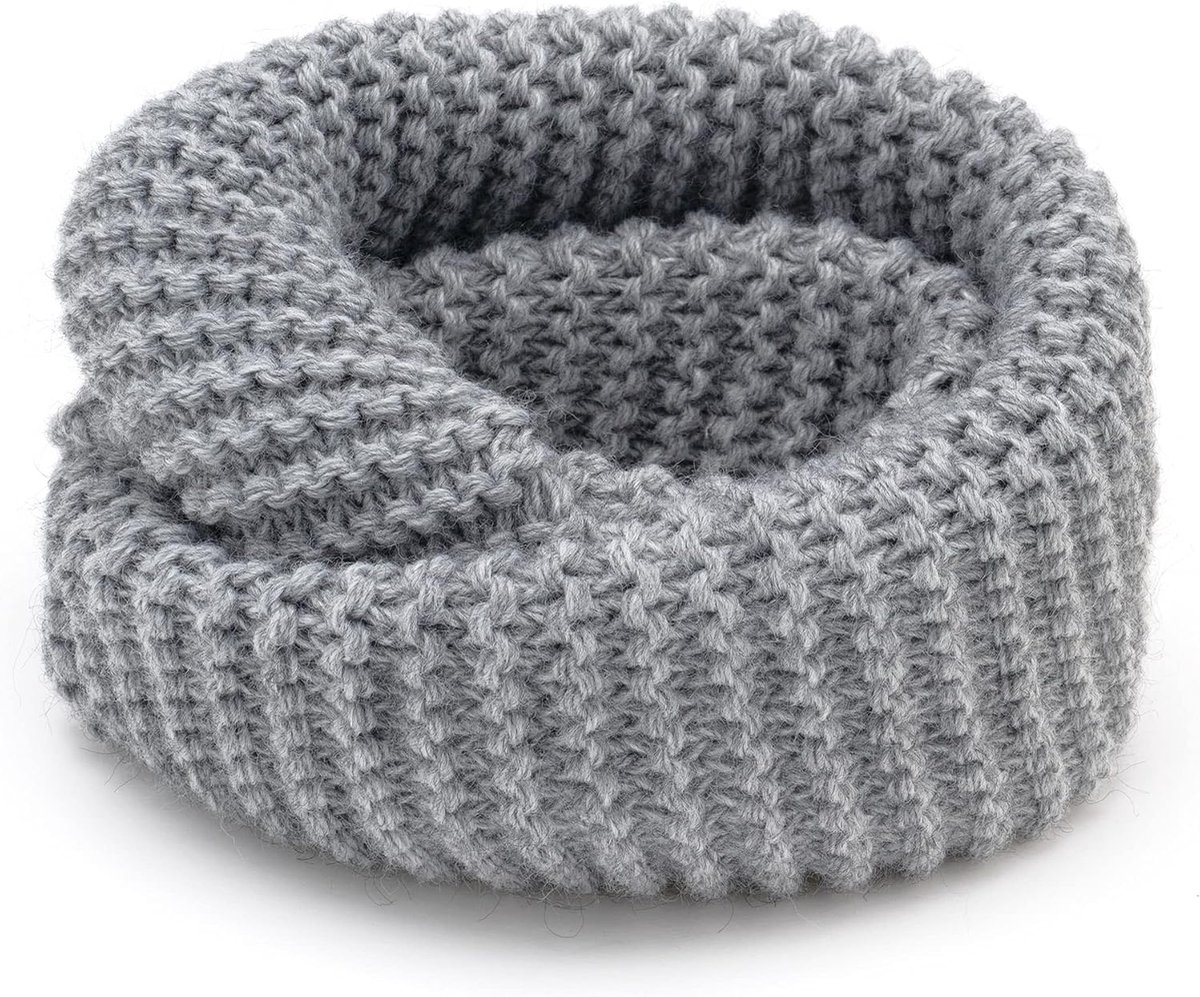 Lussjaal voor meisjes in grof gebreide look, 88 cm lang, lichtgrijs | 85% acryl, 15% polyamide | leeftijd 3-7 jaar | pluizig en zeer warm.