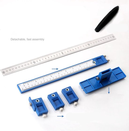 Hardware Jig Boorgids, Kast Handgreep Template Gereedschap Deuvel Jig Koolstofstaal Kast Hardware Jig Gereedschap Verstelbare Ponshoregel Boormal voor Deur Lade Handgrepen Trekt Knoppen — afbeelding 5