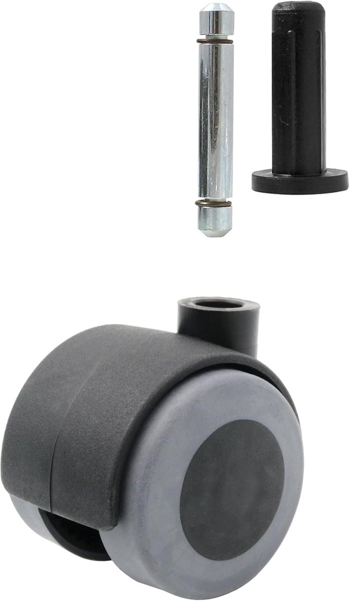 Set van 4 universele meubelrollen Ø 40 mm rubberen rollen voor harde vloeren (set huls + pen)