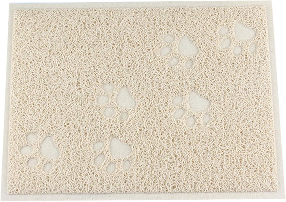 Mat voor kattentoilet, vierkant, waterdicht, voor honden en katten, pvc, 30 x 40 cm (beige)