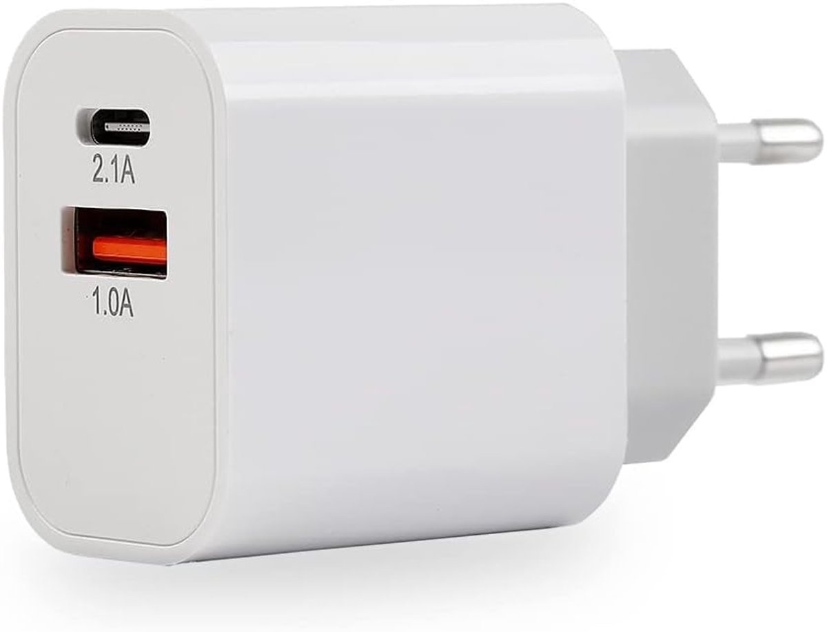 USB C Oplader, 10W QC3.0 2 Poorten [C & A] Universele Lader Voor iPhone 13 12 Pro 11 X XS XR 8 Plus, AirPods 2, iPad, Macbook, Samsung S21 S20 S10 S9 S8, Xiaomi, Huawei