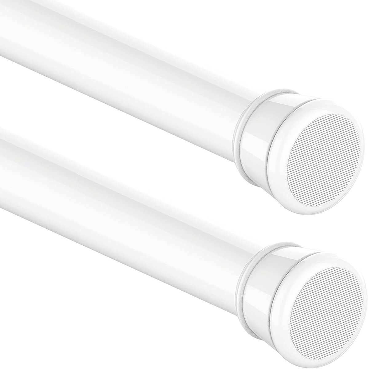 2 stuks, zonder boren, douchegordijnstang, telescoopstang voor kasten, badkamer, kledingkast, doe-het-zelf projecten, 68-90 cm, wit (diameter 25 mm)