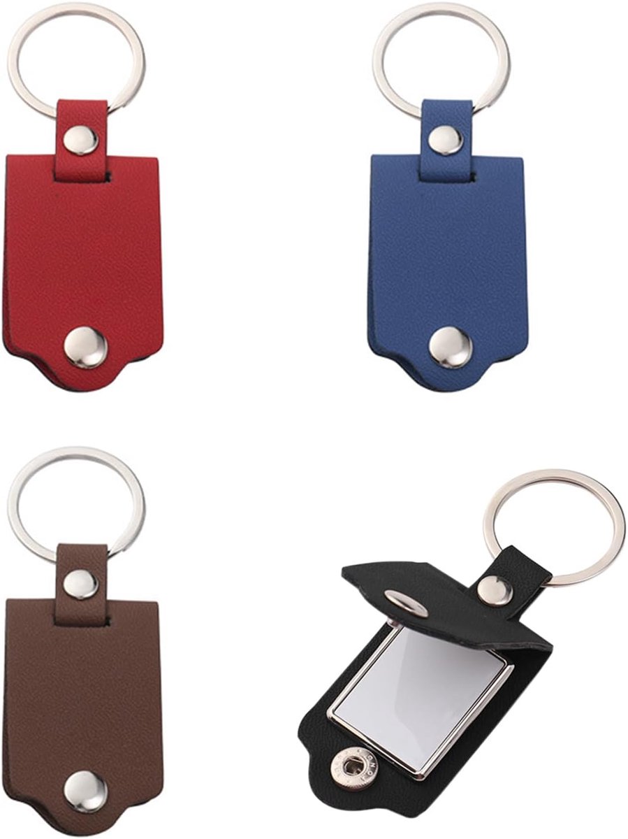 4 stuks sleutelhangers met fotolijst, creatieve gepersonaliseerde sleutelhangers, sleutelhanger van pu-er, geschenksleutelhanger, Meerkleurig, Eén maat