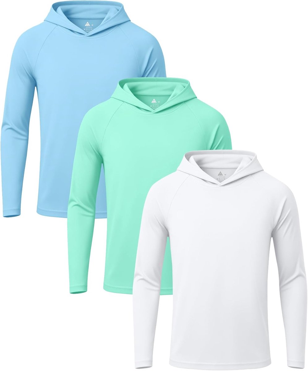 Rash Vest Boys UPF 50+ Lange mouwen Hoodies UV Zwemtop voor Kid Zonnebescherming Shirts 3 Pack Rash Guard Sports Top 6-15 jaar