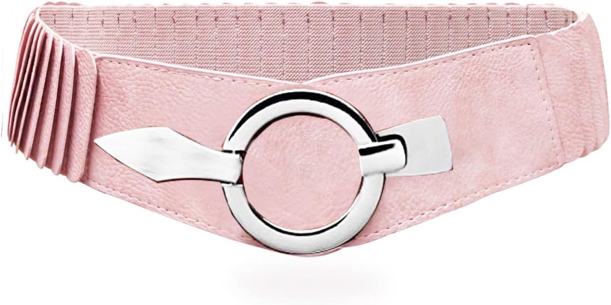 Elastische tailleriem voor dames, 6 cm brede heupriem met zilveren ring