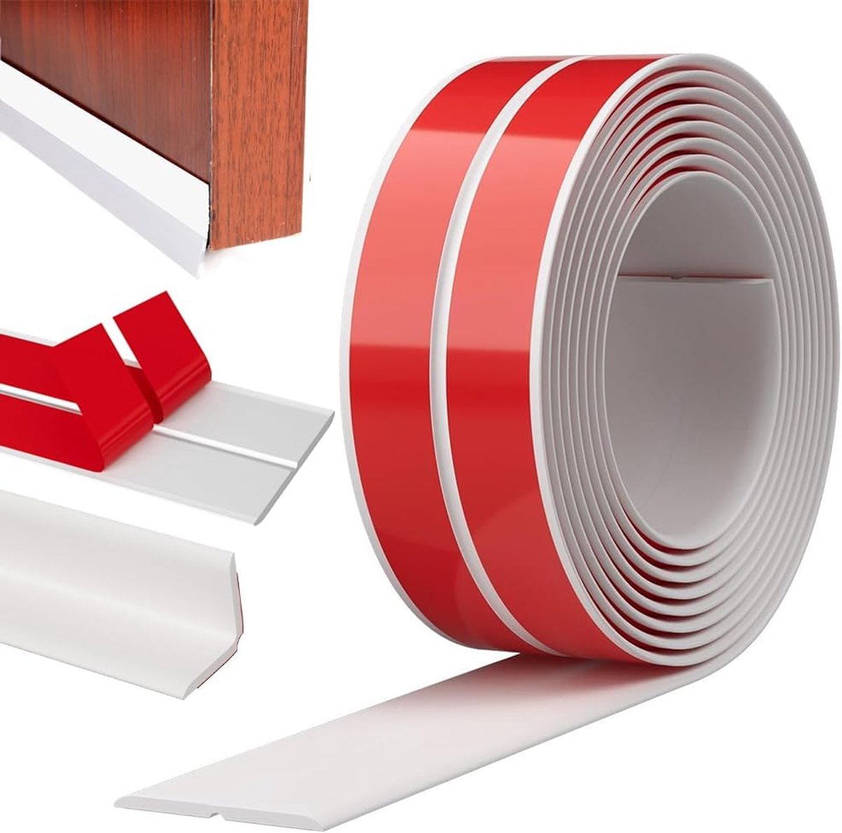 Randbescherming, zachte plint zelfklevend, flexibele zachte plint voor deuren, ramen, muren, keuken, tegels, eenvoudig op maat te snijden (wit, 1 cm x 8 m)