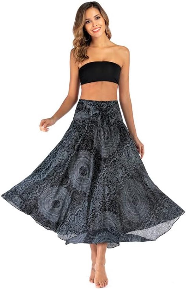 Rokken, vrouwen 5 cm 1 vintage maxi rok bloemenprint halter jurk hoge taille swing boho rok