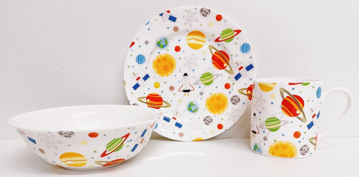 Kinderen Ontbijtset van 3 Stukken met Ruimte Thema