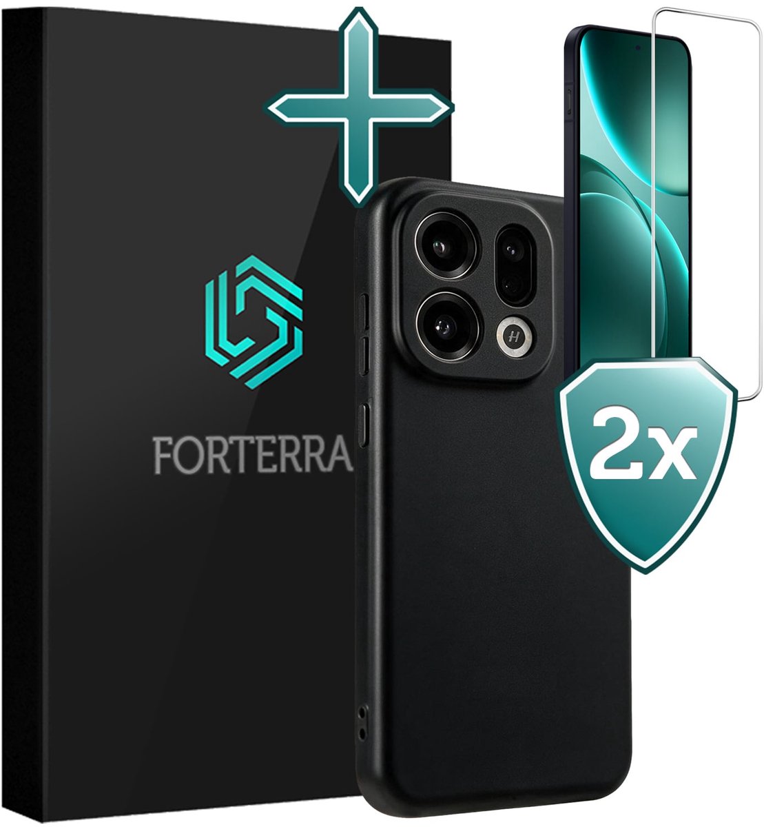Hoesje Met 2x Screenprotector - Geschikt voor OPPO Find X9 - Sterk & Shockproof - Telefoon Hoes - Back Cover - Siliconen Case - Zwart