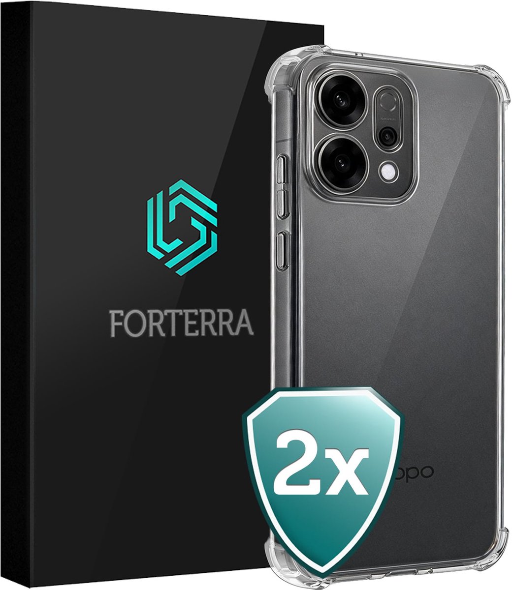 Hoesje 2 Stuks - Geschikt voor Oppo Reno 14 - Sterk & Shockproof - Back Cover - Siliconen Case - Telefoon Hoes Shock Proof - Transparant