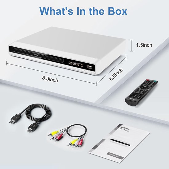 Regiovrije DVD-speler - Multiformaat Speler - Films Kijken - 1080P HD HDMI - Compact Design - Wit — afbeelding 5