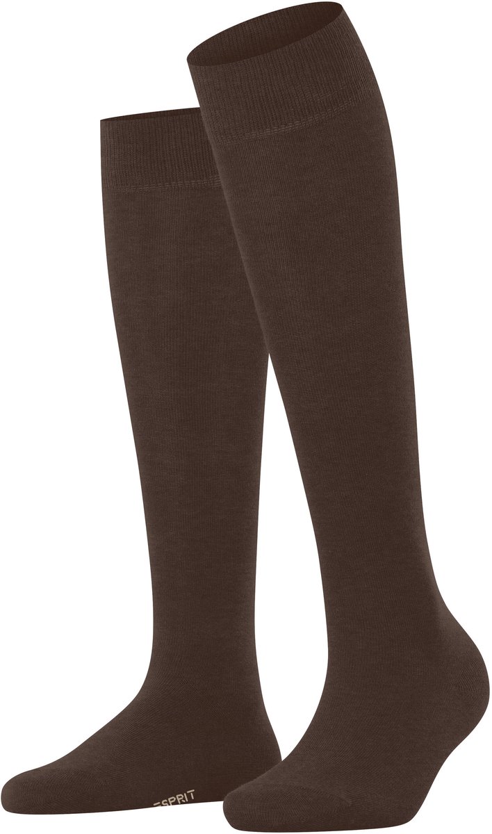 Esprit Basic Pure met comfort tailleband katoen kniekousen dames bruin - maat 35-38